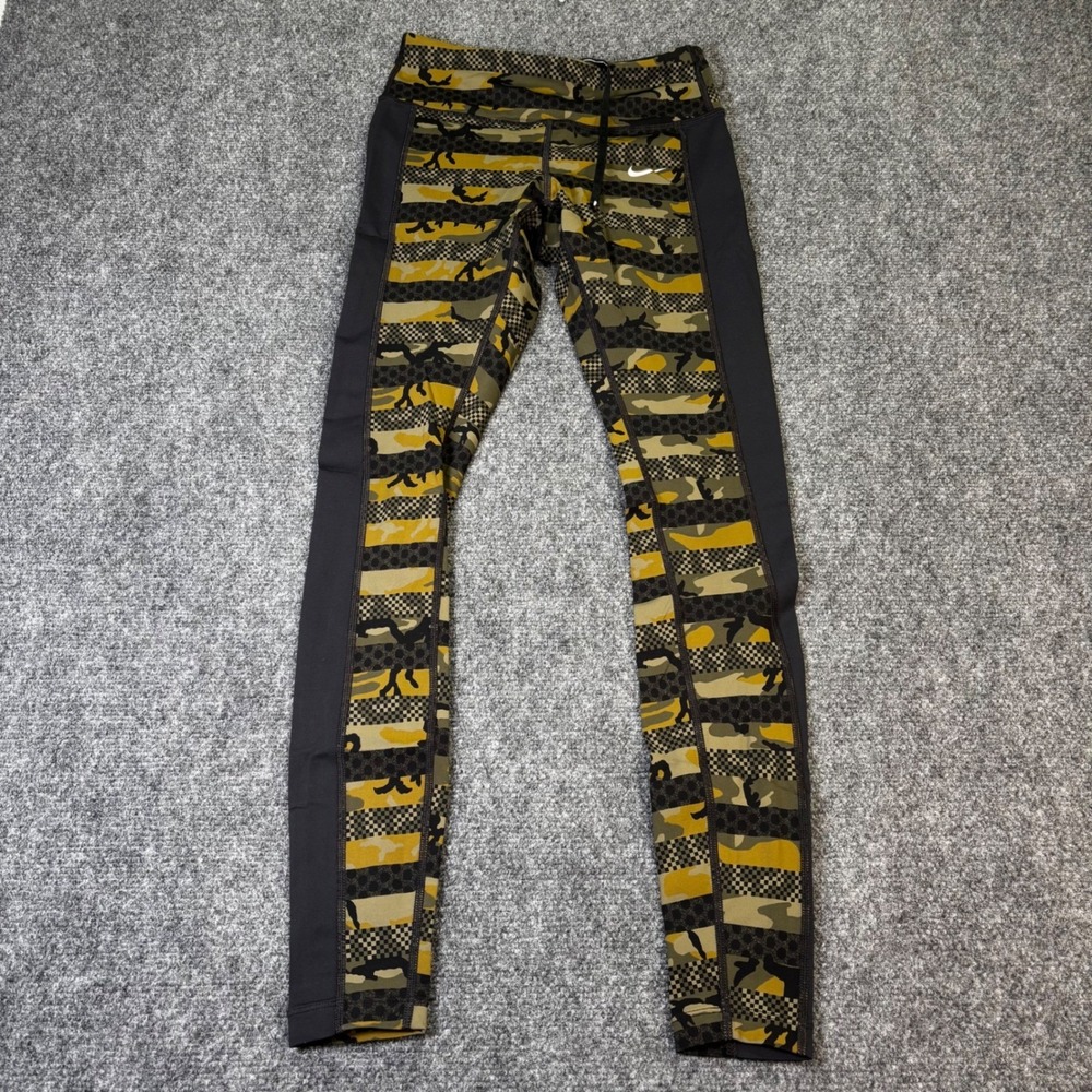 Nike Dri Fit Women's XS Camo Running Leggings Athletic Workout Pants Draw String